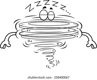 A cartoon illustration of a tornado sleeping.