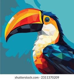 cartoon illustration of toucan sitting on tree