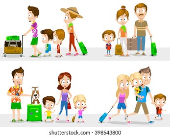 Cartoon illustration of tourists people in different situations