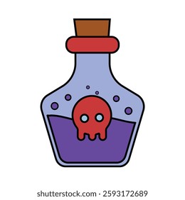 Cartoon Illustration of a Toxic Potion Bottle