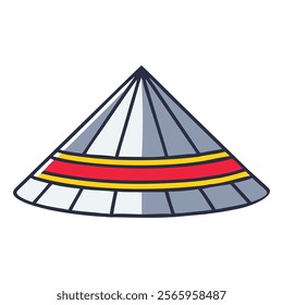 Cartoon illustration of a traditional Asian conical hat.