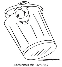 Cartoon illustration of a trash can