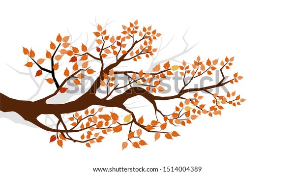 Cartoon Illustration Tree Branch Yellow Leaves Stock Vector (Royalty ...