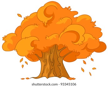 Cartoon Illustration Tree Isolated on White Background. Vector.