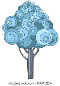 Cartoon Illustration Tree Isolated on White Background. Vector.