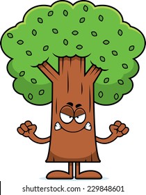 A cartoon illustration of a tree looking angry.
