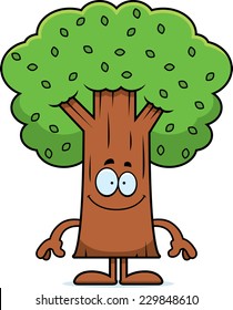 A cartoon illustration of a tree looking happy.