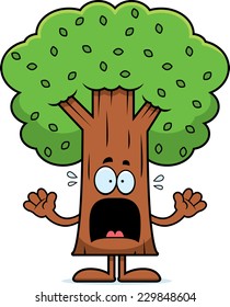 A cartoon illustration of a tree looking scared.