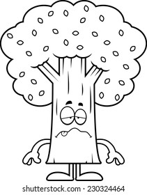A cartoon illustration of a tree looking sick.