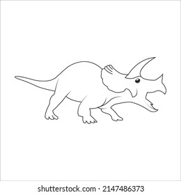 Cartoon Illustration of Triceratops Dinosaur Prehistoric Reptile Species for Coloring Book or Page