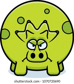 A cartoon illustration of a triceratops looking angry.