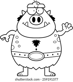 A cartoon illustration of a troll waving.