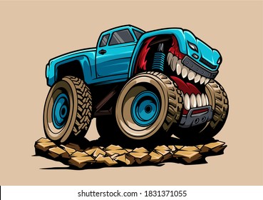 cartoon illustration truck tshirt design