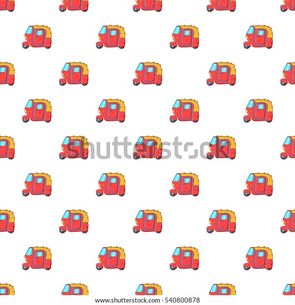 Cartoon illustration of tuk tuk taxi vector pattern\
for web