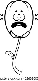 A cartoon illustration of a tulip looking scared.