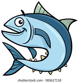 Cartoon Illustration of Tuna Fish Sea Life Animal Character