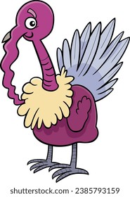 Cartoon illustration of turkey bird farm animal character