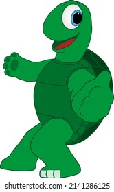Cartoon illustration of a turtle and thumbs