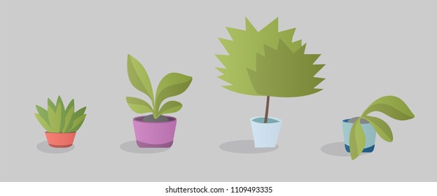 Cartoon illustration of two trees. Isolated vector objects for your design 