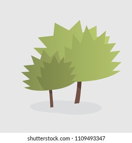 Cartoon illustration of two trees. Isolated vector objects for your design 