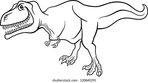 Cartoon Illustration of Tyrannosaurus Dinosaur Prehistoric Reptile Species for Coloring Book or Page