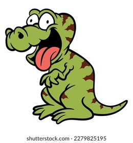 Cartoon illustration Tyrannosaurus Rex happy   smile  Best for sticker  logo    mascot and jurassic themes for Kids