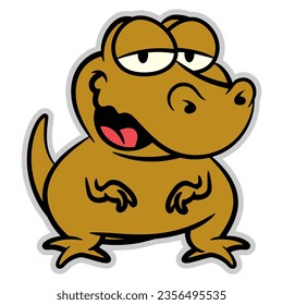 Cartoon illustration of A Tyrannosaurus Rex happy and smile. Best for mascot, logo, emoticon, and sticker with jurassic themes for children