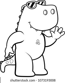 A cartoon illustration of a Tyrannosaurus Rex wearing sunglasses.