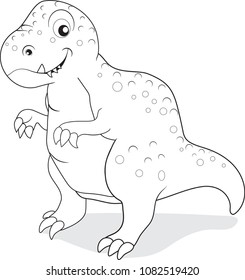The cartoon illustration of the Tyrannosaurus ( T-rex ) dinosaur outline. (vector)