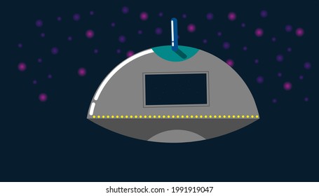 cartoon illustration of UFO plane in the sky