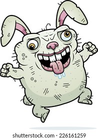 A Cartoon Illustration Of An Ugly Bunny Looking Crazy.