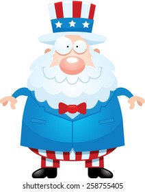 A cartoon illustration of Uncle Sam looking happy.