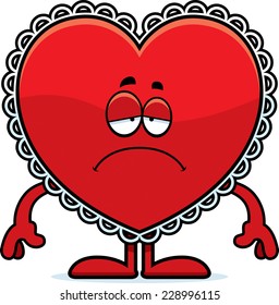 A cartoon illustration of a Valentine looking sad.