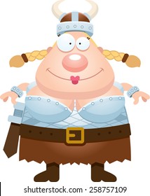 A cartoon illustration of a Valkyrie looking happy.