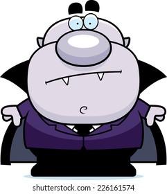 A cartoon illustration of a vampire looking bored.