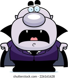 A cartoon illustration of a vampire looking scared.