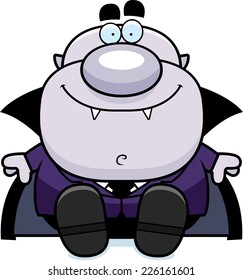 A cartoon illustration of a vampire sitting.