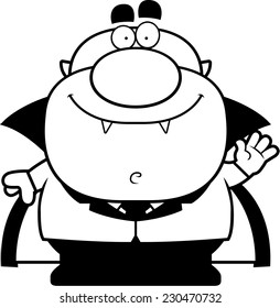 A cartoon illustration of a vampire waving.
