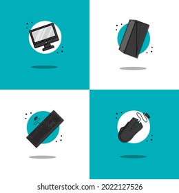 Cartoon Illustration Of Various Computer Hardware