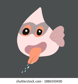 cartoon illustration vector fish creature monster cute little fish modern flat color design funny face 