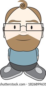 Ilustración de caricatura vector de un hombre en un estilo de ovocabeza grande 