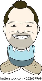 Cartoon illustration vector of a man in a big egg head style 