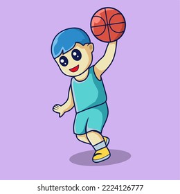 cartoon illustration vector playing basketball