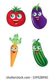 cartoon illustration of vegetables over white background vector illustration