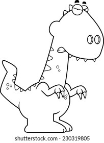 A cartoon illustration of a Velociraptor dinosaur looking angry.