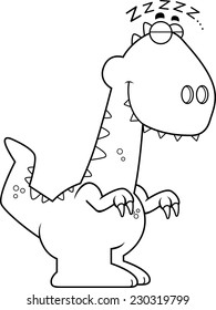 A cartoon illustration of a Velociraptor dinosaur sleeping.