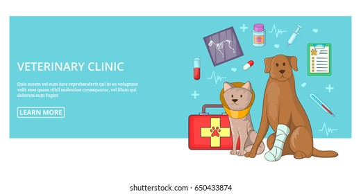 Cartoon illustration of vet clinic banner man horizontal vector concept for web