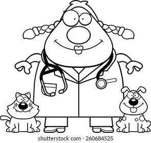 A cartoon illustration of a veterinarian looking happy.