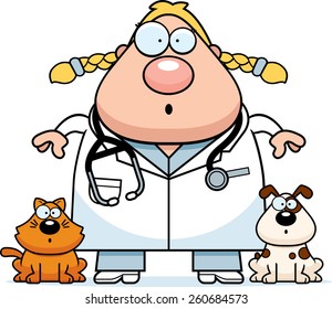 A cartoon illustration of a veterinarian looking surprised.