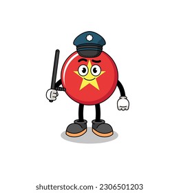 Cartoon Illustration of vietnam flag police , character design